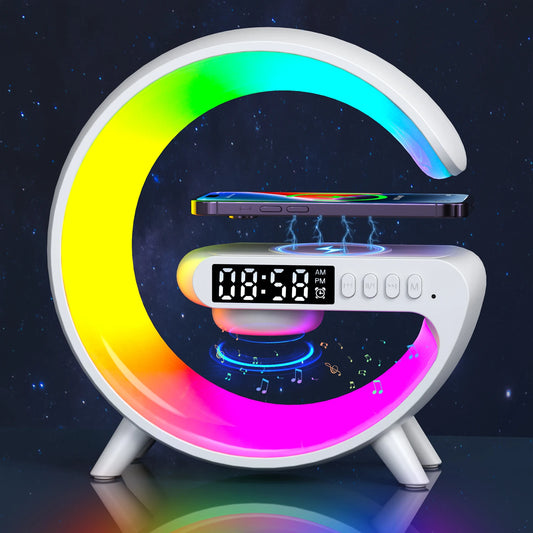 Multifunction Wireless Charger Pad Stand Speaker TF RGB Night Light 15W Fast Charging Station